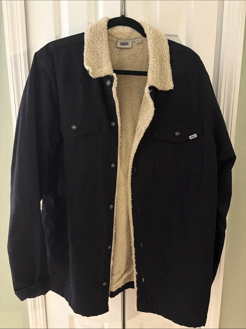 Vans Black Sherpa-Lined Shirt Jacket with Cream Interior